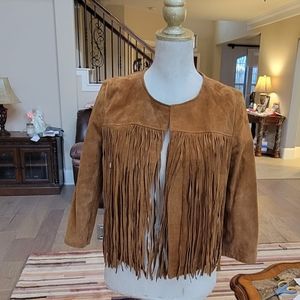 Forever 21 pigskin leather fringe jacket cardigan boho SP